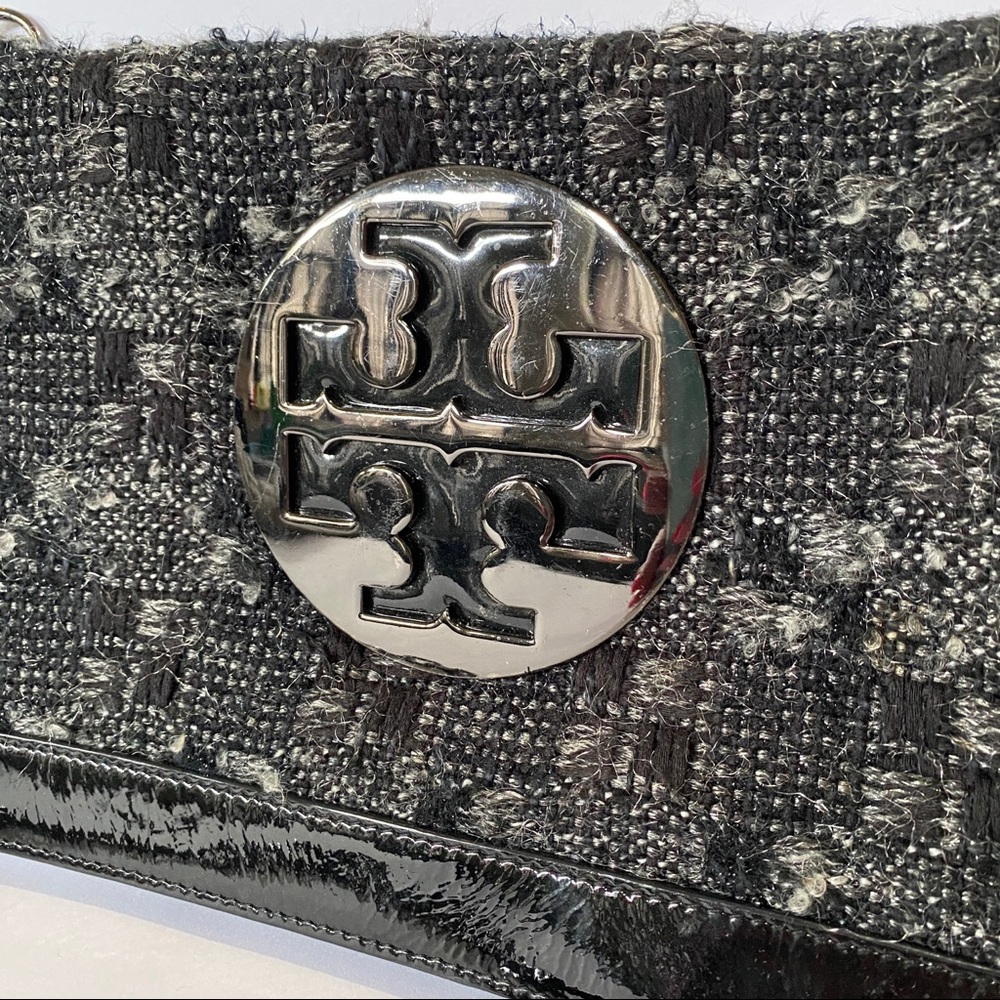 Tory Burch Tweed Black Purse Reva Clutch